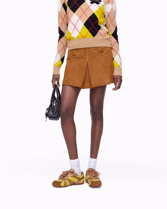 MARC JACOBS Suede Box Pleat Mini Skirt