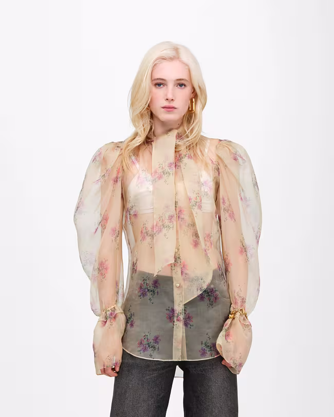 MARC JACOBS Floral Organza Puff Blouse