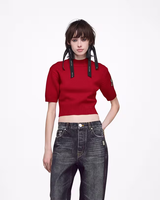 MARC JACOBS Tattoo Patch Mock Neck Sweater