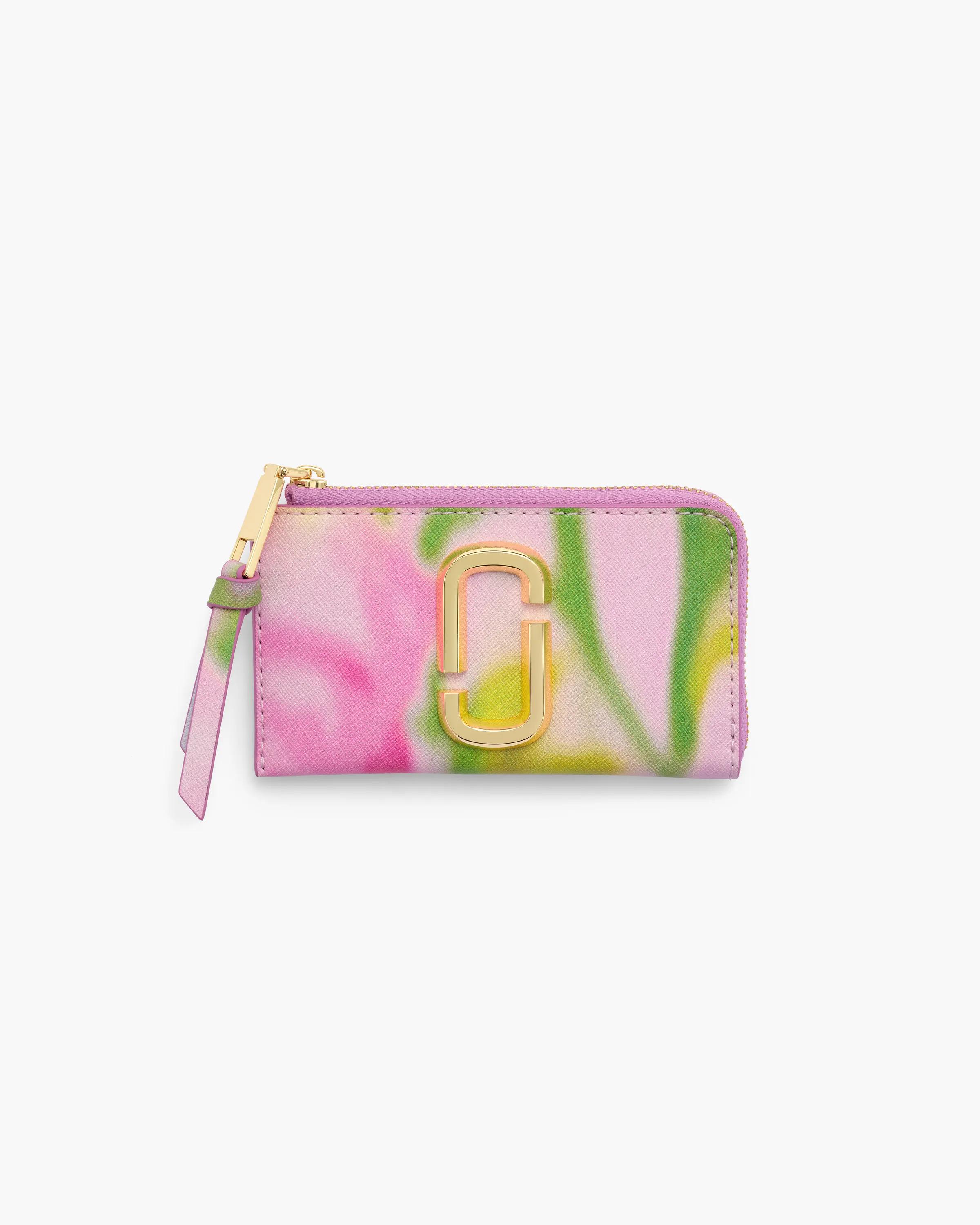 MARC JACOBS Marc Jacobs The Blurred Floral Snapshot Top Zip Multi Wallet in Ribbon Pink Multi