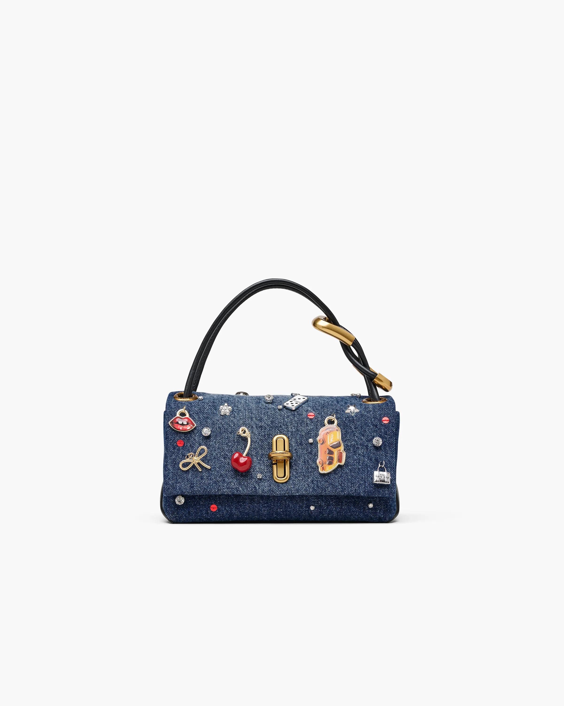 MARC JACOBS Marc Jacobs The Trinket Charm Denim Mini Dual Bag in Medium Wash Multi