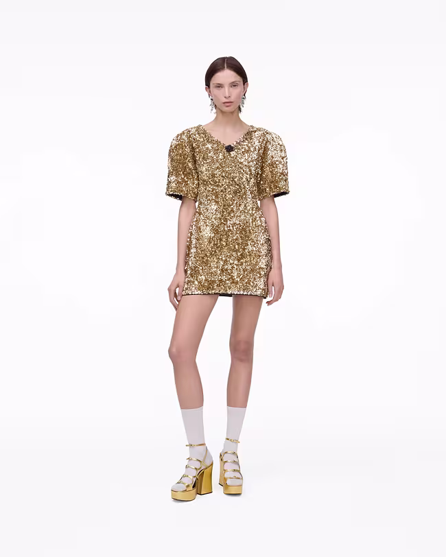 MARC JACOBS Sequin V-Neck Knit Dress