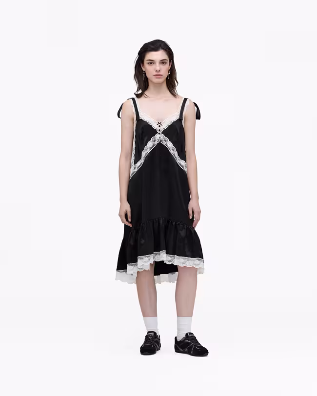 MARC JACOBS Satin Lace Slip Midi Dress