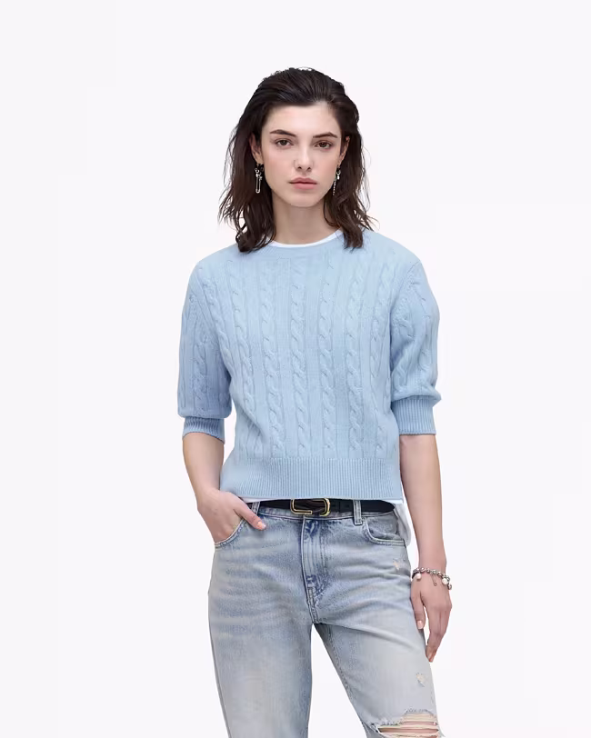 MARC JACOBS Open Back Bow Cable Sweater