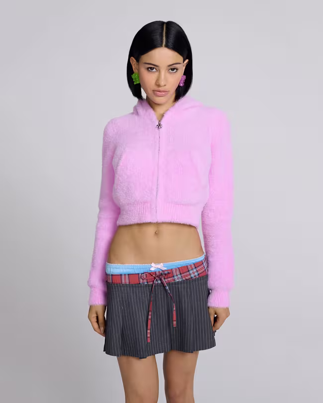 MARC JACOBS Fuzzy Shrunken Knit Zip-Up