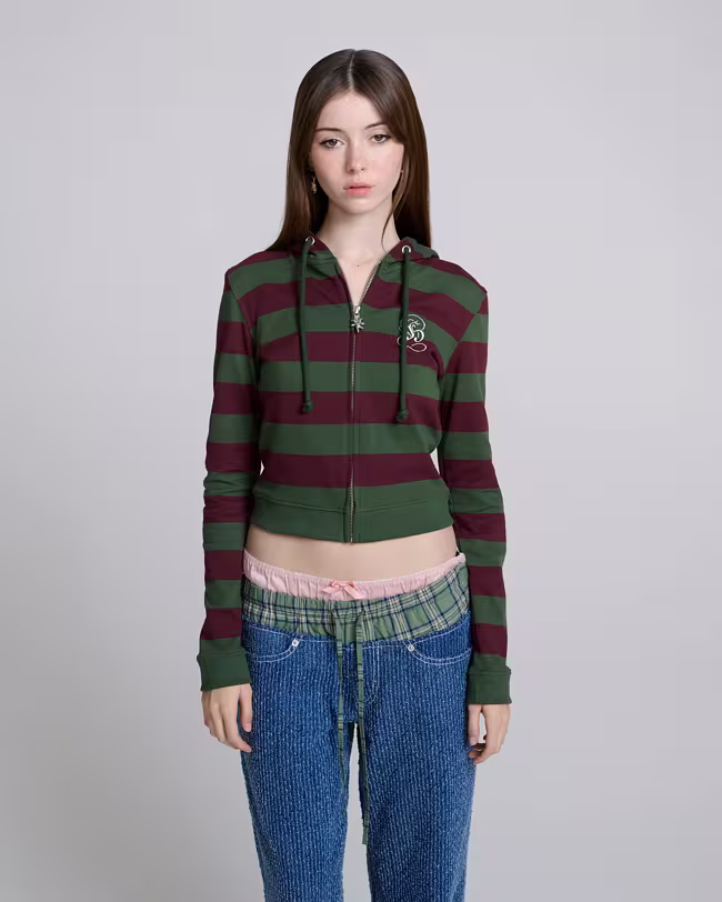 MARC JACOBS Fitted Stripe Zip-Up Hoodie