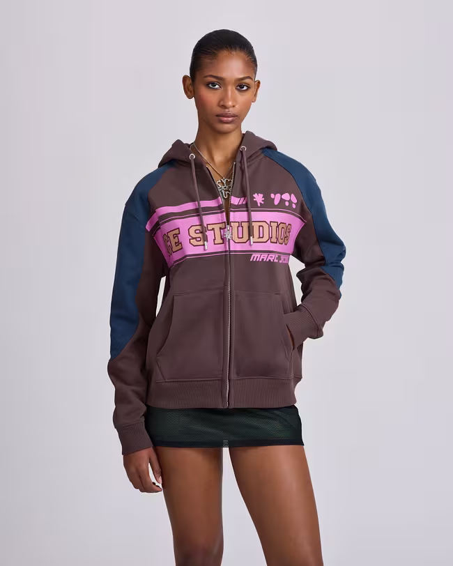 MARC JACOBS Ice Studios Moto Panel Zip-Up Hoodie